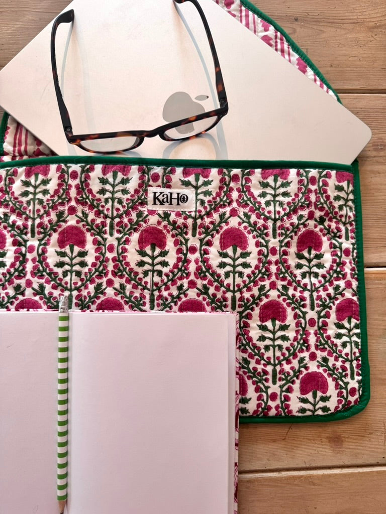 Pink and Green Trellis Laptop Case