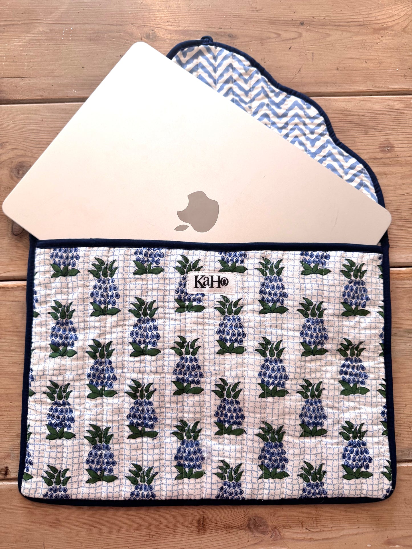Blue and Green Pineapple Laptop Case
