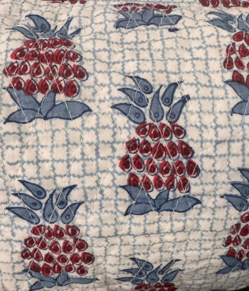 BLUE AND RED PINEAPPLE MAKEUP BAG