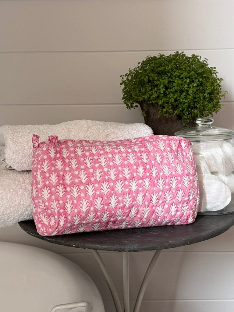 PINK ACORN MAKEUP BAG