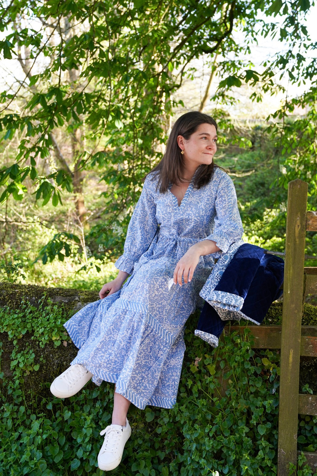 PALE BLUE GEOMETRIC LOTTIE DRESS – KaHo Prints