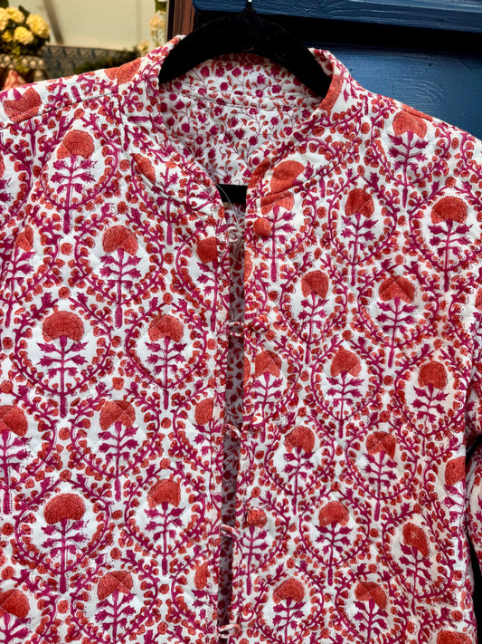 ORANGE AND PINK TRELLIS REVERSIBLE JACKET