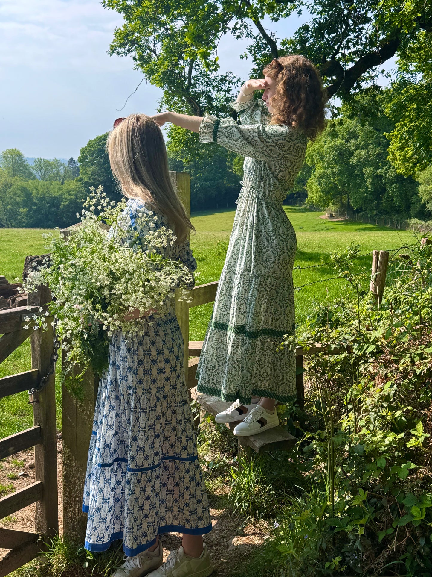 GREEN REVERSE TRELLIS LOTTIE DRESS
