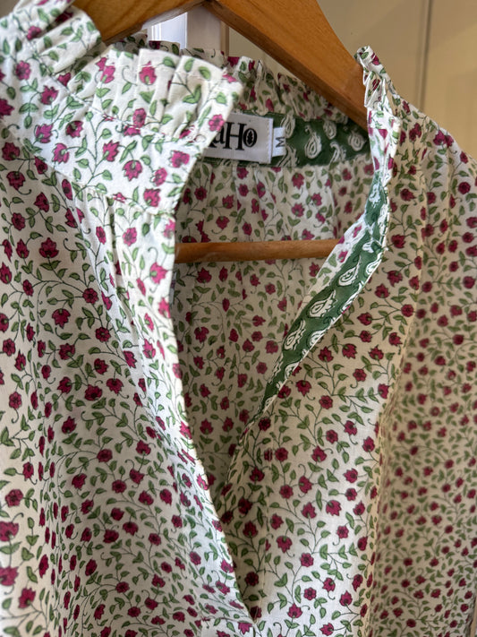 PINK AND GREEN DITSY FLORAL SHIRT