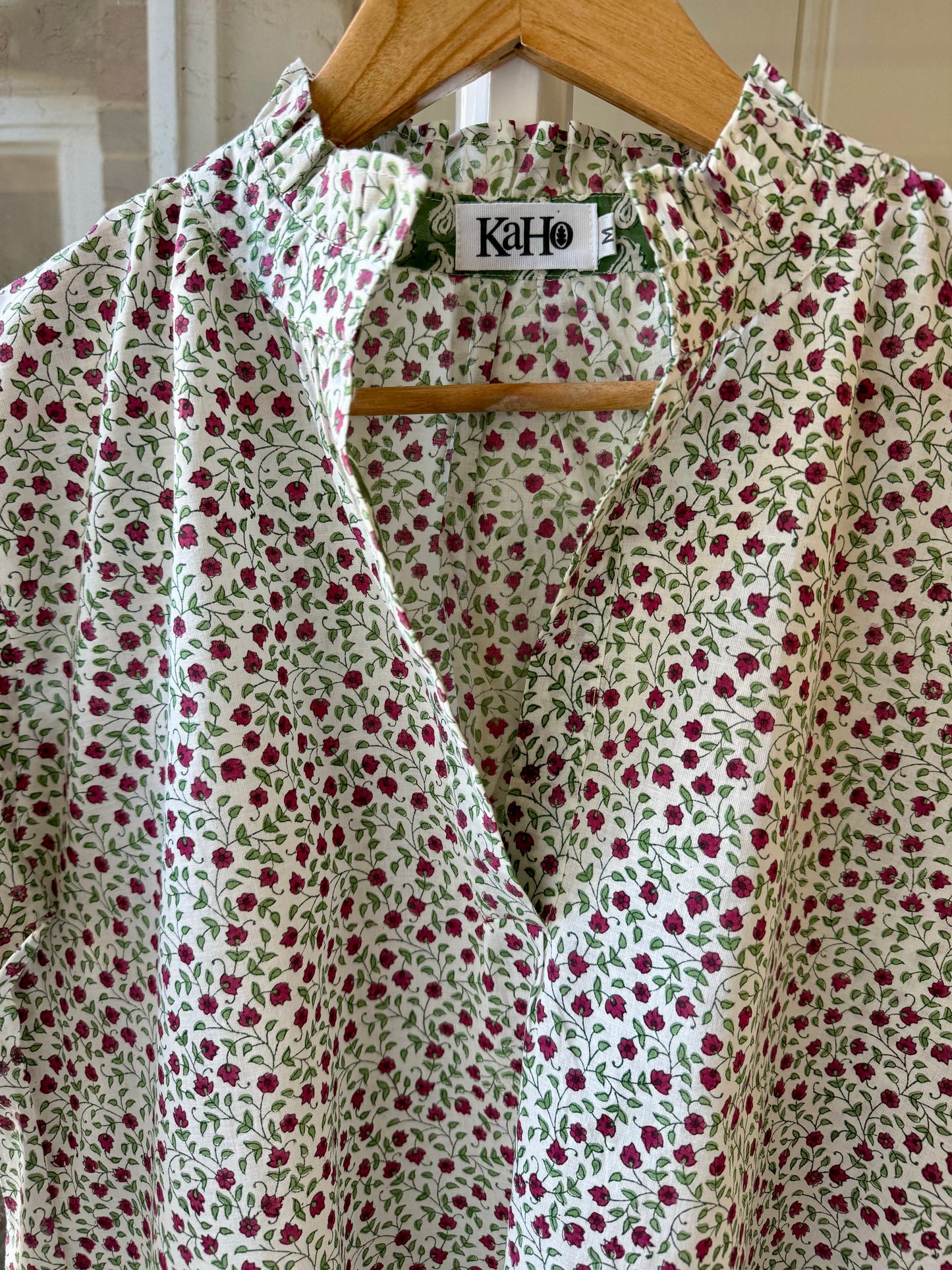 PINK AND GREEN DITSY FLORAL SHIRT