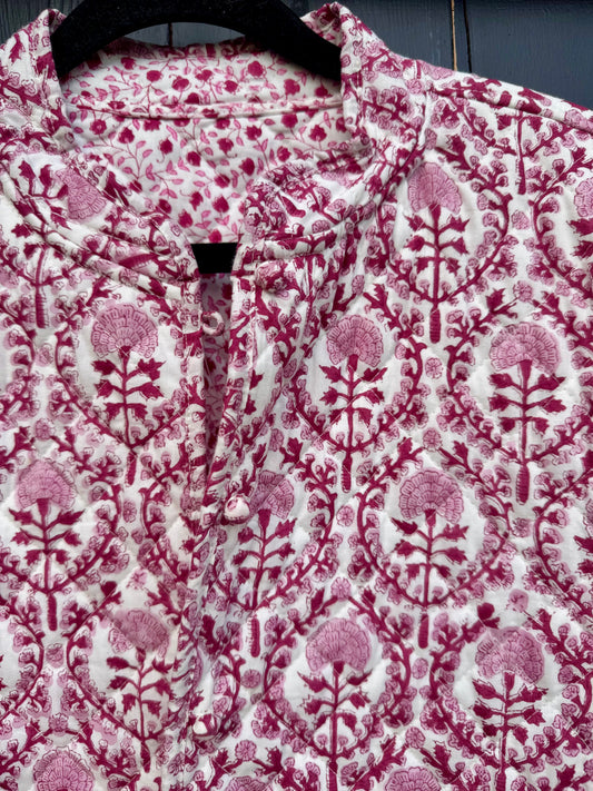 RASPBERRY AND PINK TRELLIS REVERSIBLE JACKET