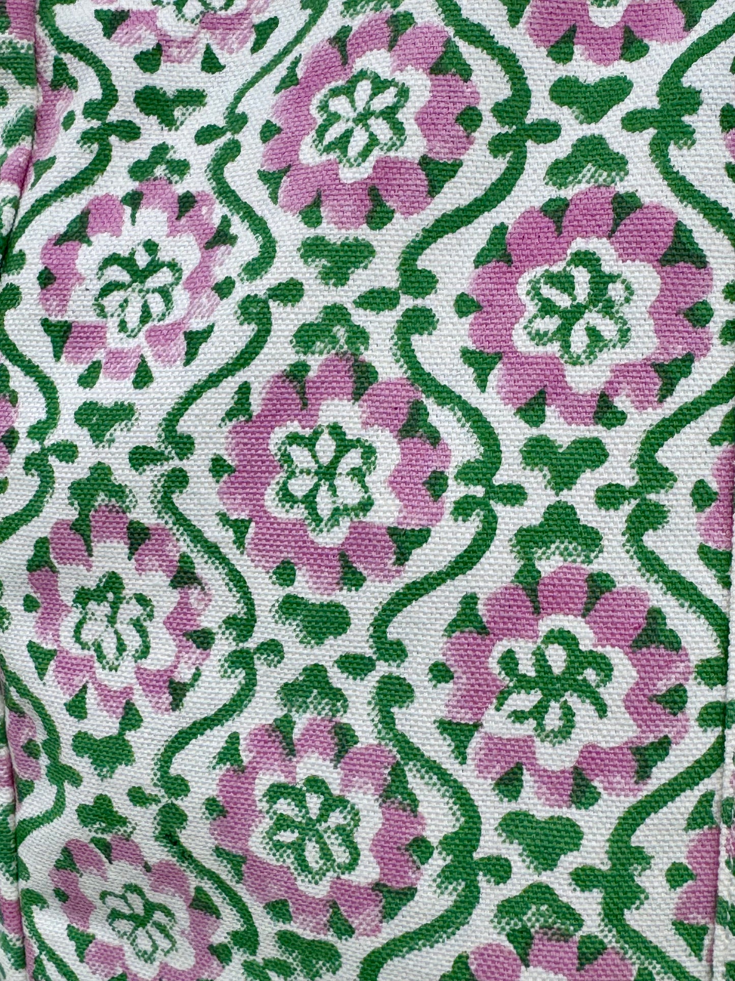 PINK AND GREEN SPIRAL FLORAL TOTE BAG