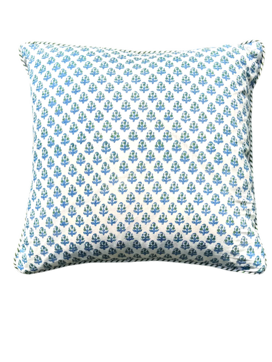 BLUE AND GREEN BOOTY FLORAL CUSHION