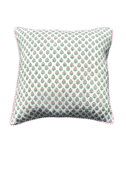 PINK AND GREEN BOOTY FLORAL CUSHION