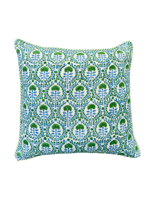 BLUE AND GREEN TRELLIS CUSHION
