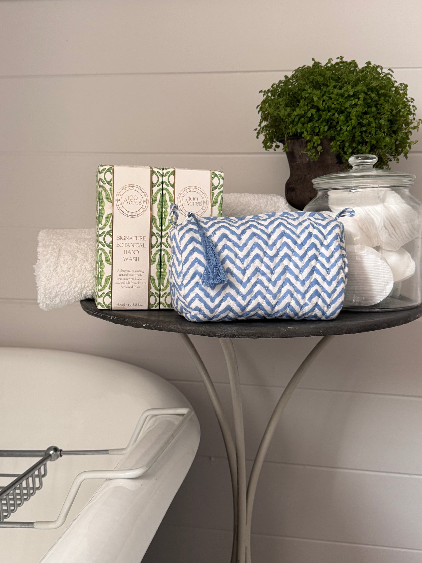 BLUE ZIG ZAG TINY MAKEUP BAG