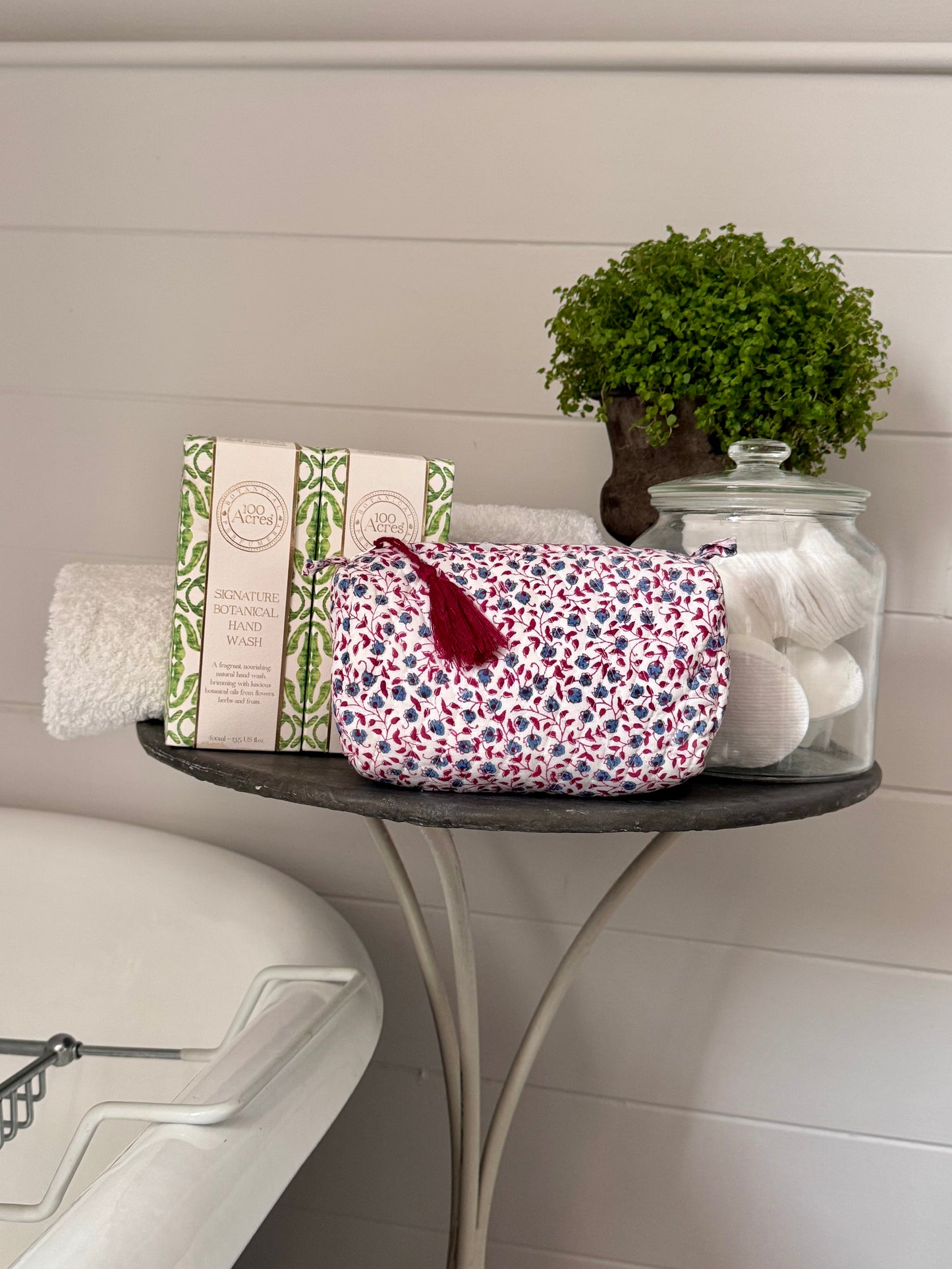 RED AND BLUE DITSY TINY MAKEUP BAG