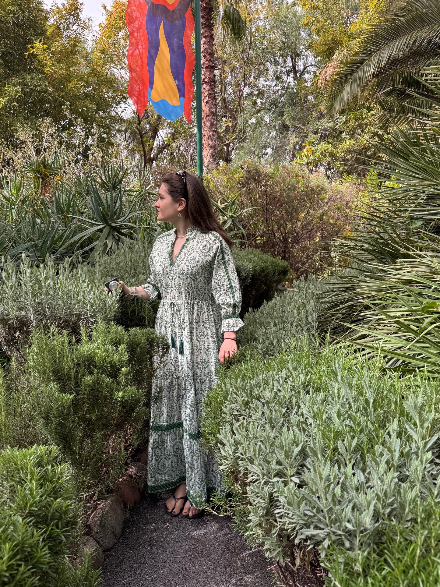 GREEN REVERSE TRELLIS LOTTIE DRESS