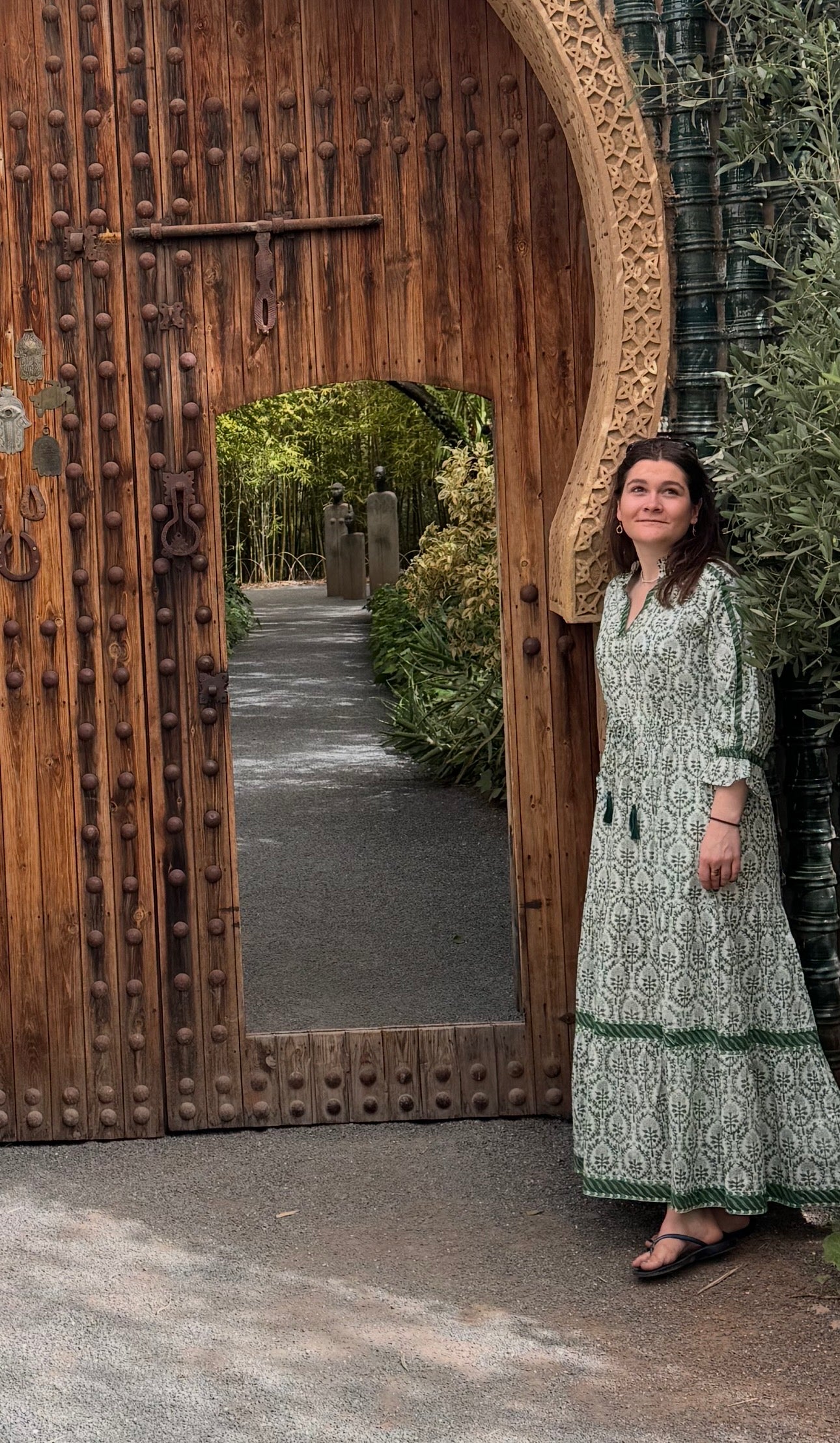 GREEN REVERSE TRELLIS LOTTIE DRESS