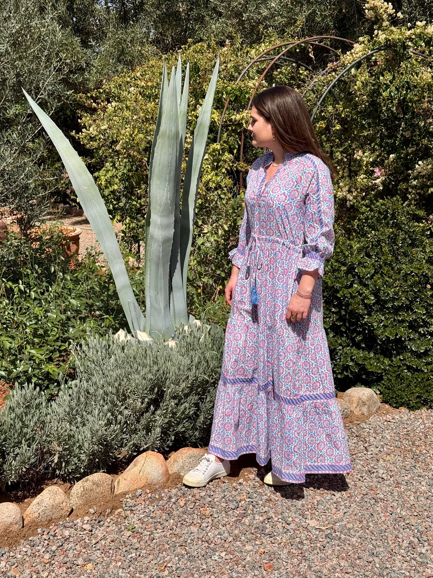 PINK AND BLUE SPIRAL FLORAL LOTTIE DRESS