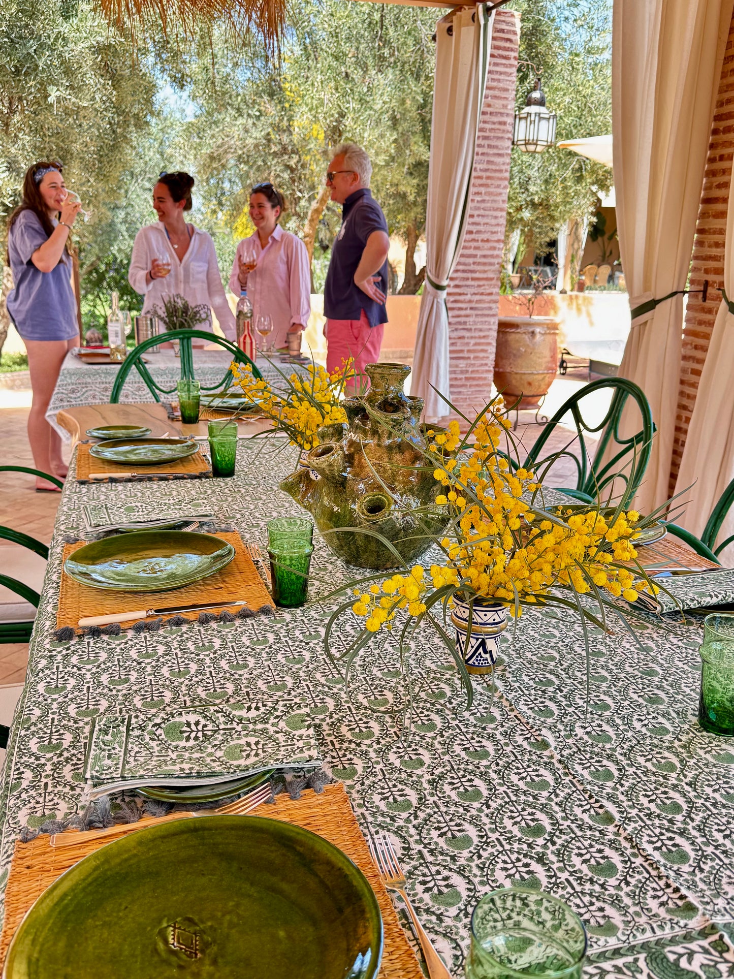 GREEN TRELLIS TABLECLOTH