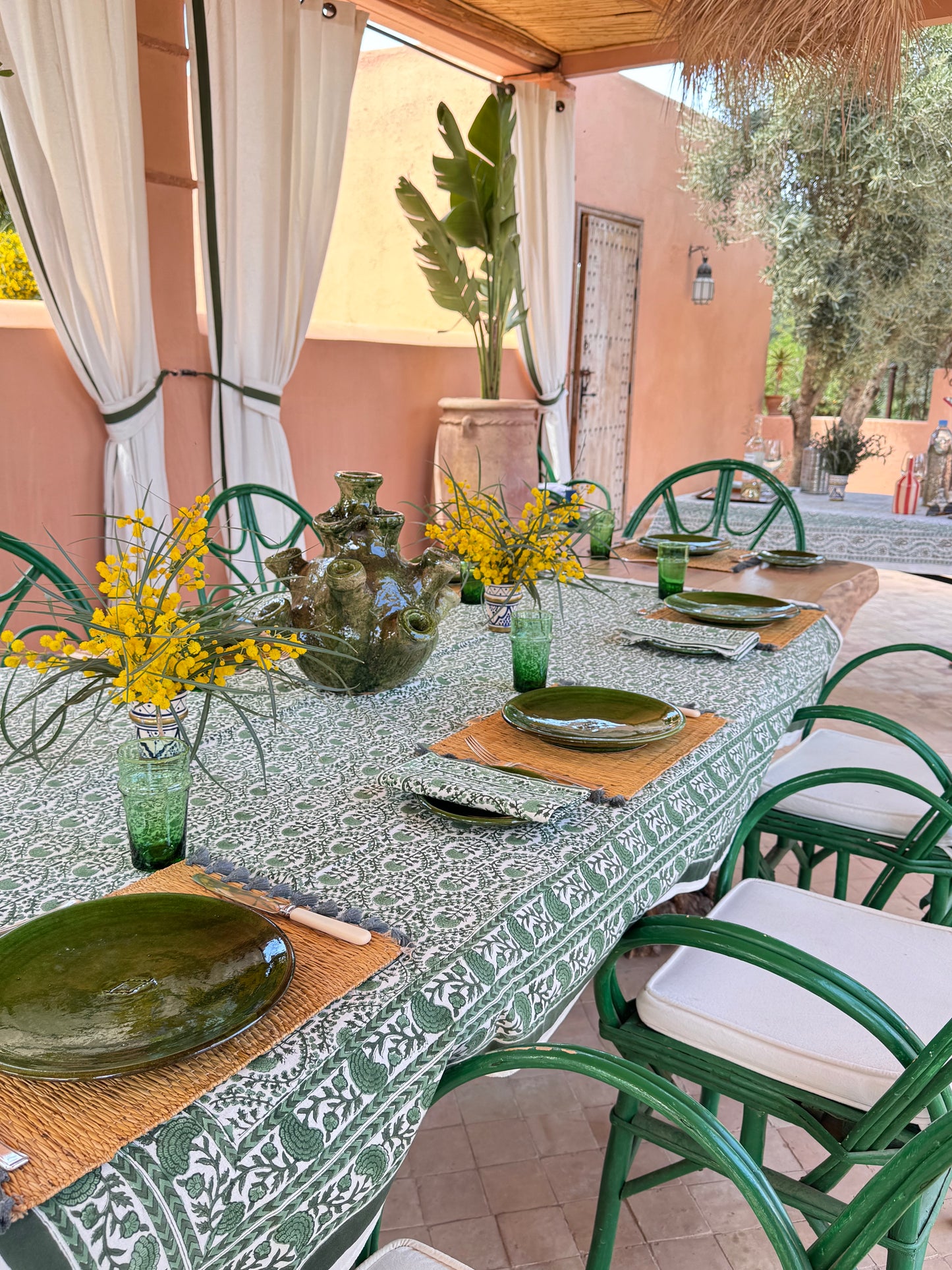 GREEN TRELLIS TABLECLOTH