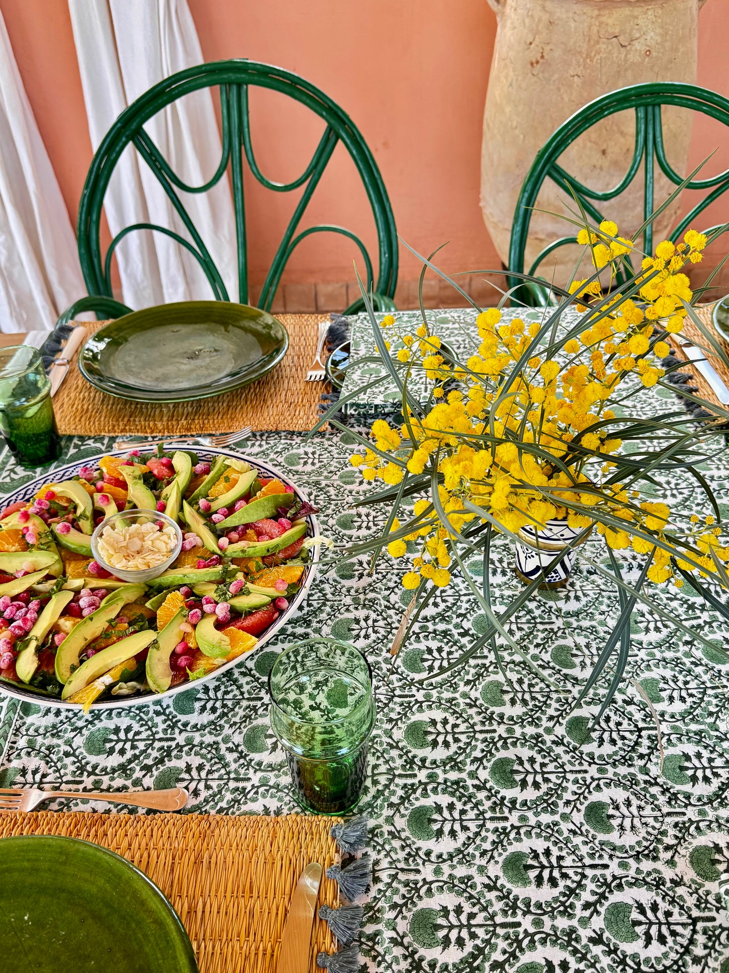 GREEN TRELLIS TABLECLOTH