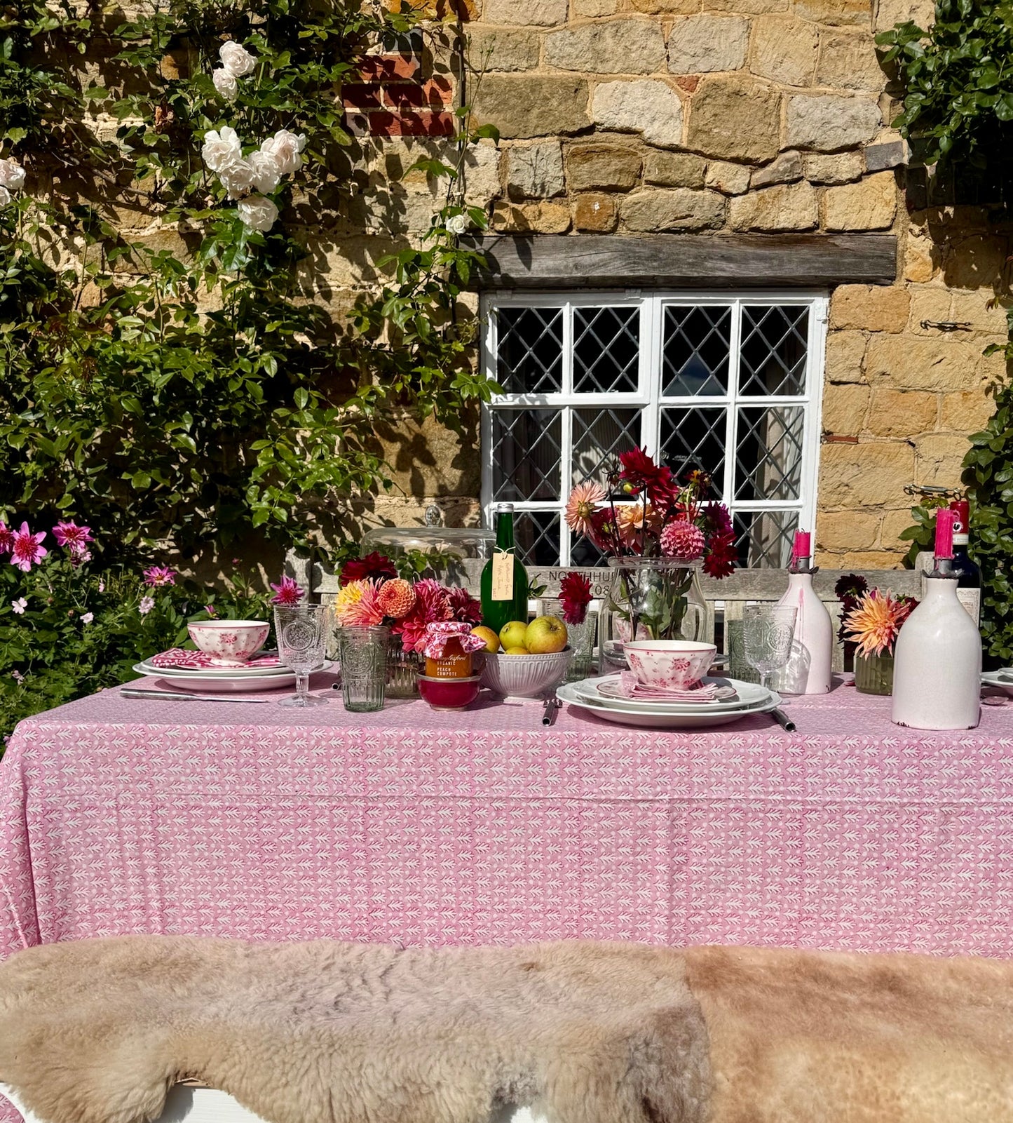 PINK ACORN TABLECLOTH