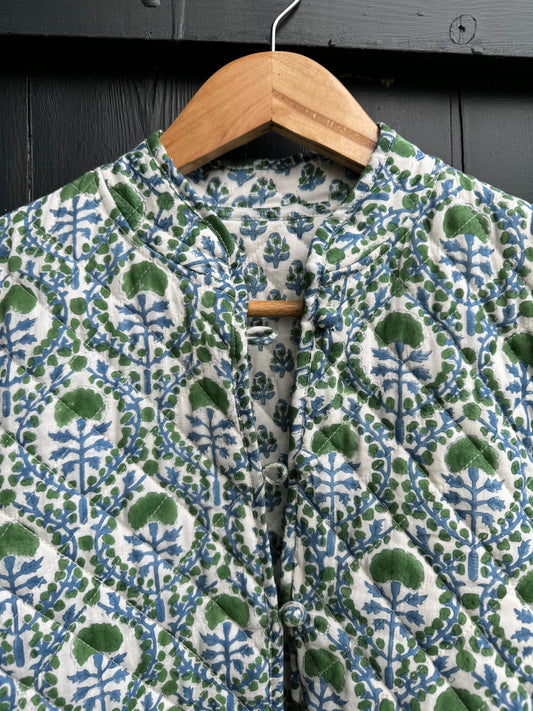 BLUE AND GREEN TRELLIS REVERSIBLE JACKET