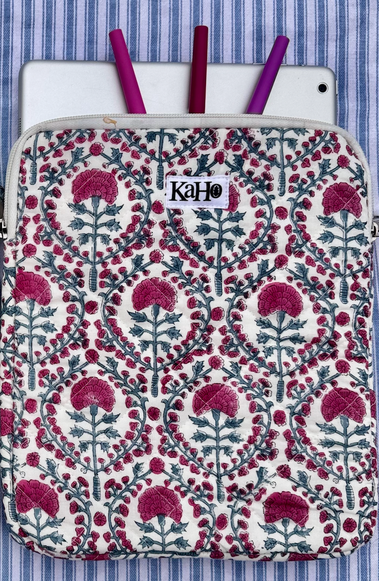 PINK AND BLUE TRELLIS IPAD CASE