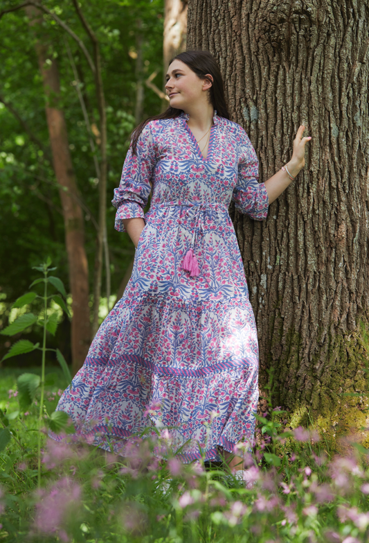 PINK AND BLUE BUTAH LOTTIE DRESS