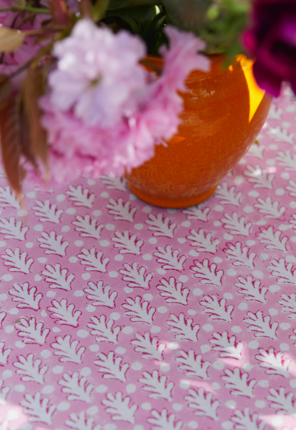PINK ACORN TABLECLOTH