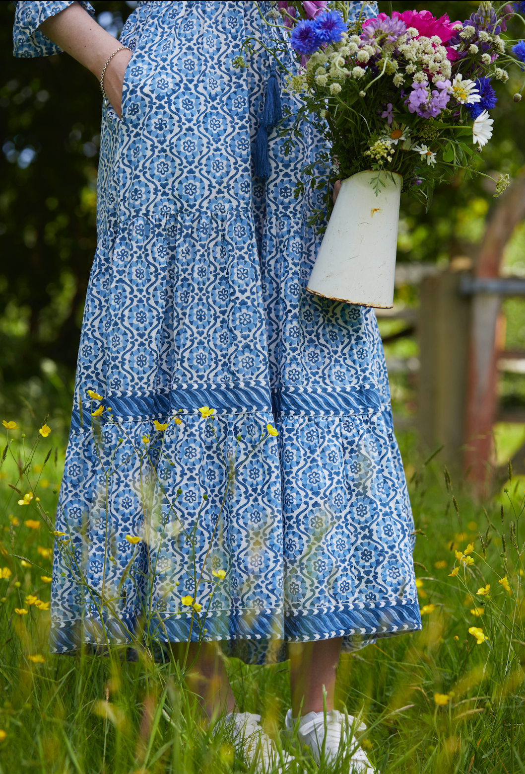 BLUE SPIRAL FLORAL LOTTIE DRESS