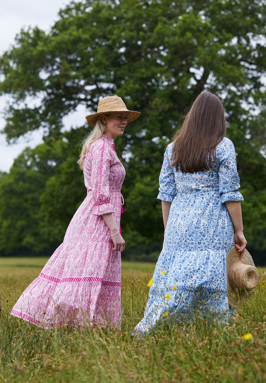 PINK REVERSE TRELLIS LOTTIE DRESS