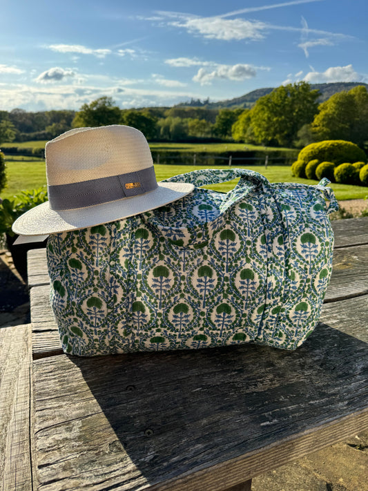 Green and Blue Trellis Weekend Bag