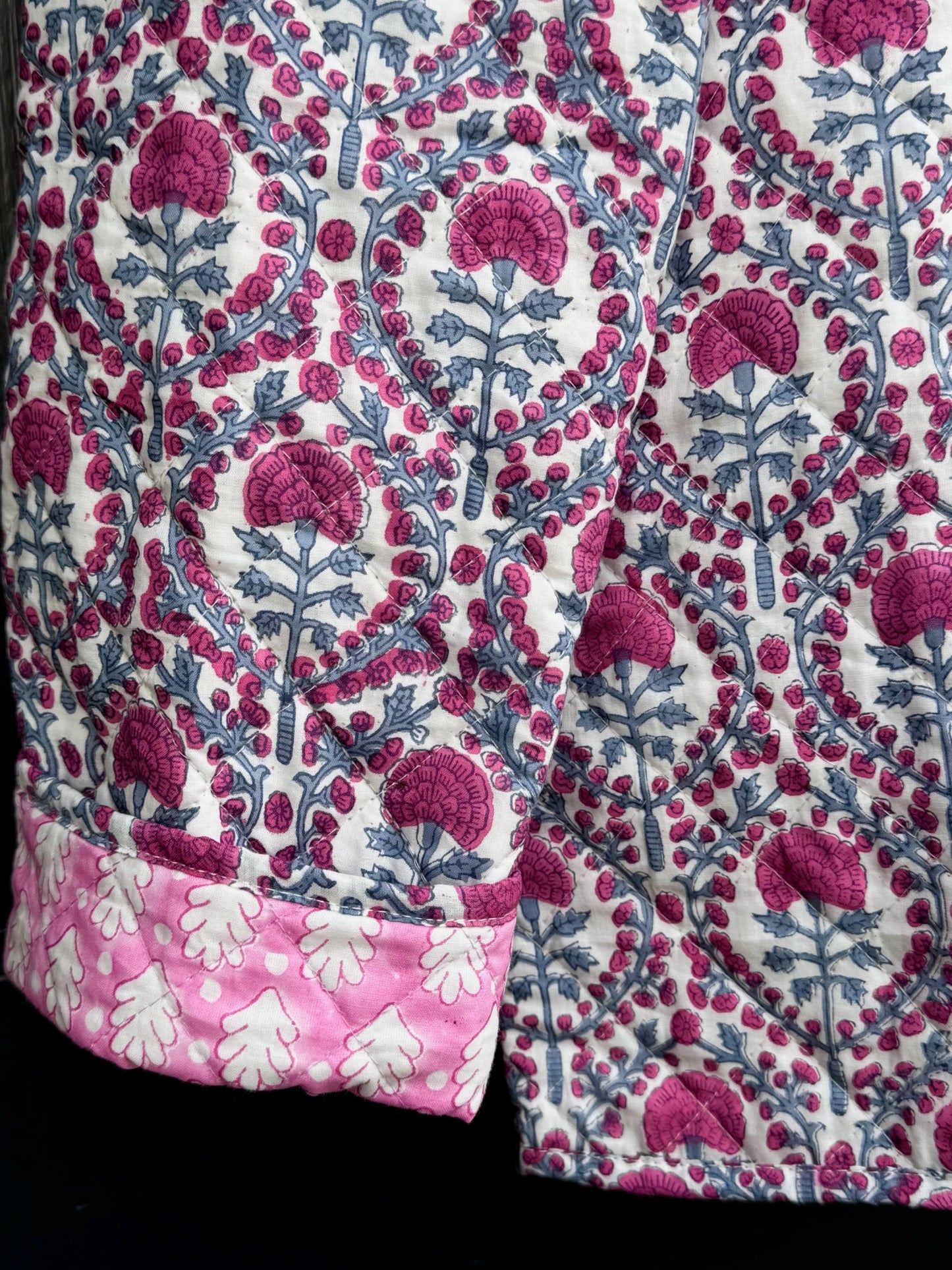 PINK AND BLUE TRELLIS REVERSIBLE JACKET