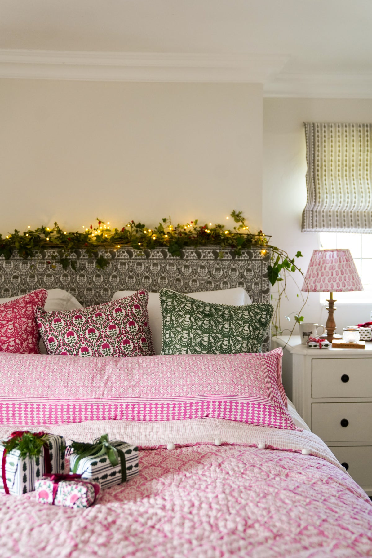 PINK ACORN BOLSTER CUSHION