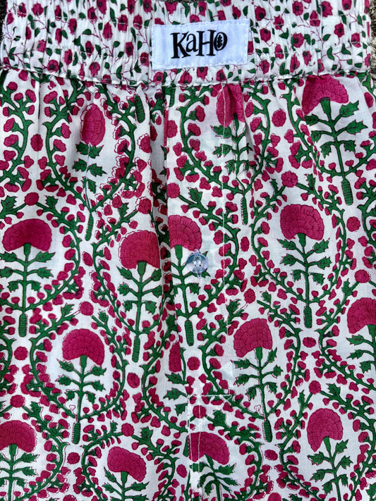 PINK AND GREEN TRELLIS BOXER SHORTS