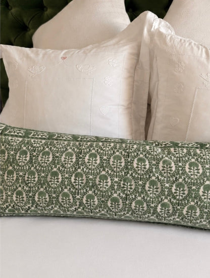 GREEN TRELLIS BOLSTER CUSHION