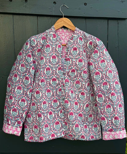 PINK AND BLUE TRELLIS REVERSIBLE JACKET