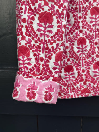 RED AND PINK TRELLIS REVERSIBLE JACKET