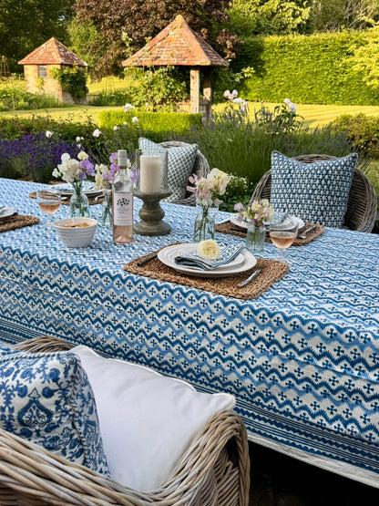 BLUE ZIG ZAG TABLECLOTH
