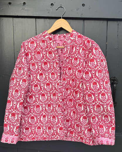 RED AND PINK TRELLIS REVERSIBLE JACKET