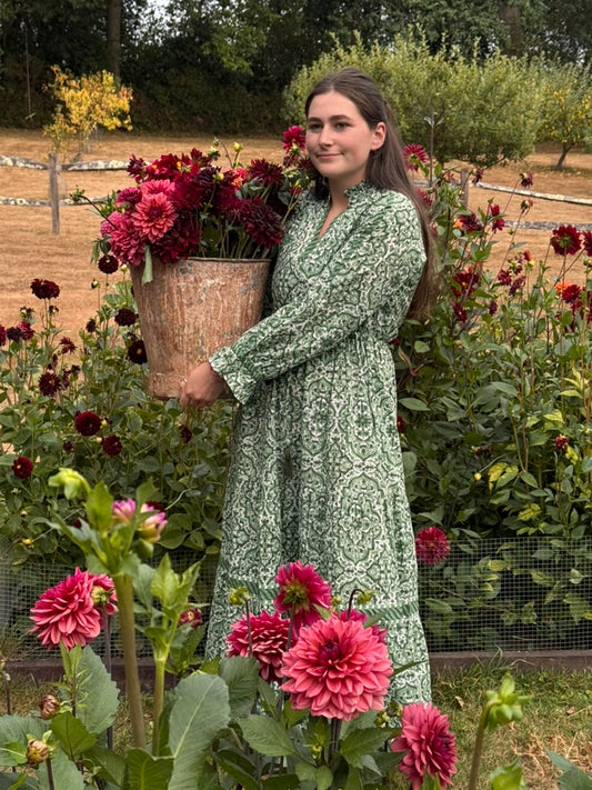 GREEN GEOMETRIC LOTTIE DRESS