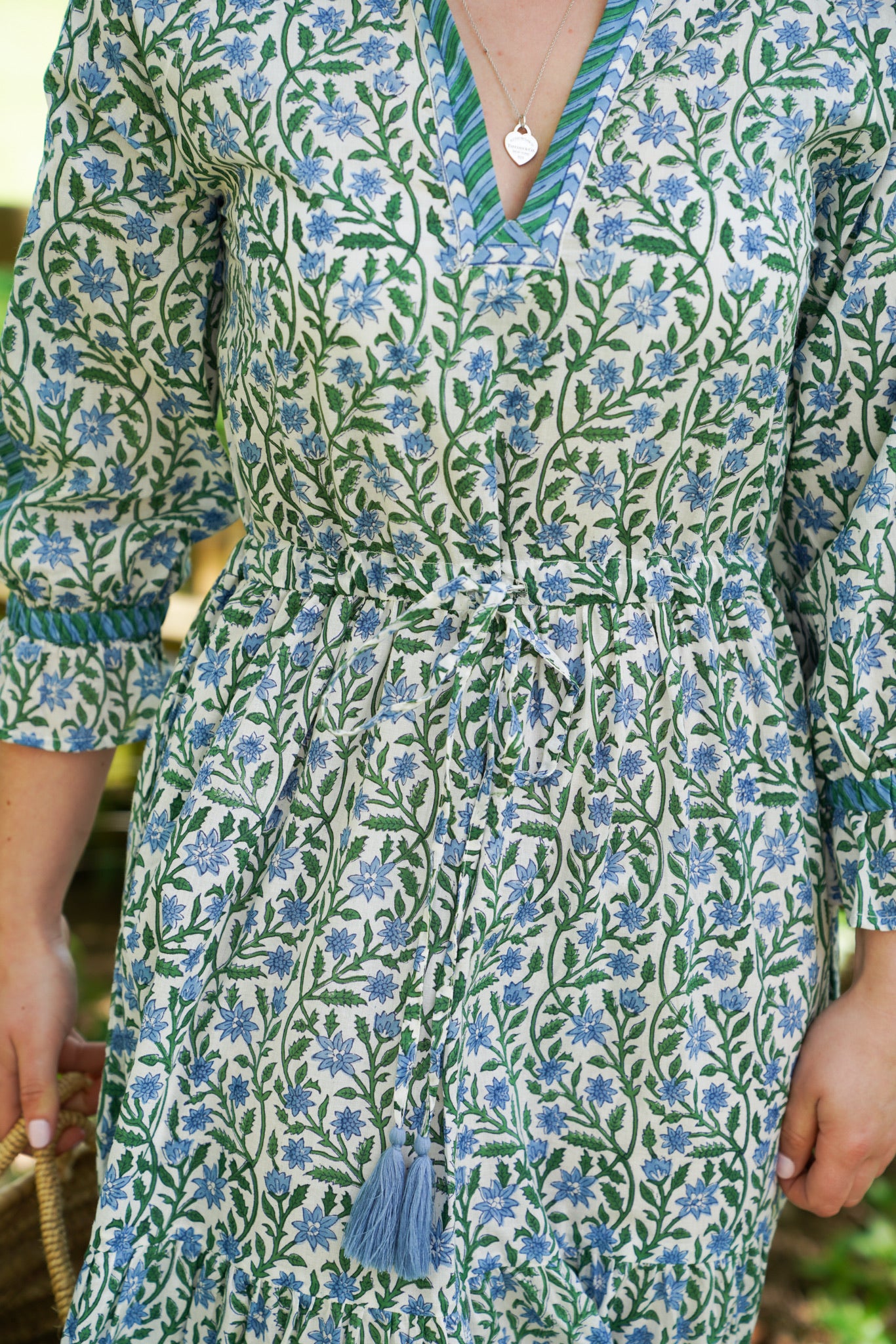 BLUE AND GREEN CLIMBING FLOWER LOTTIE DRESS