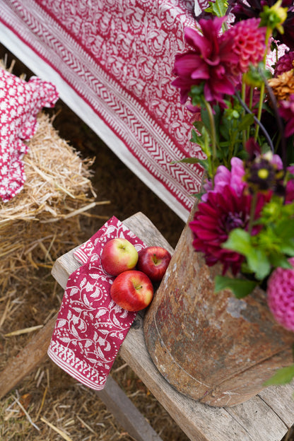 RICH RED FLORAL NAPKINS