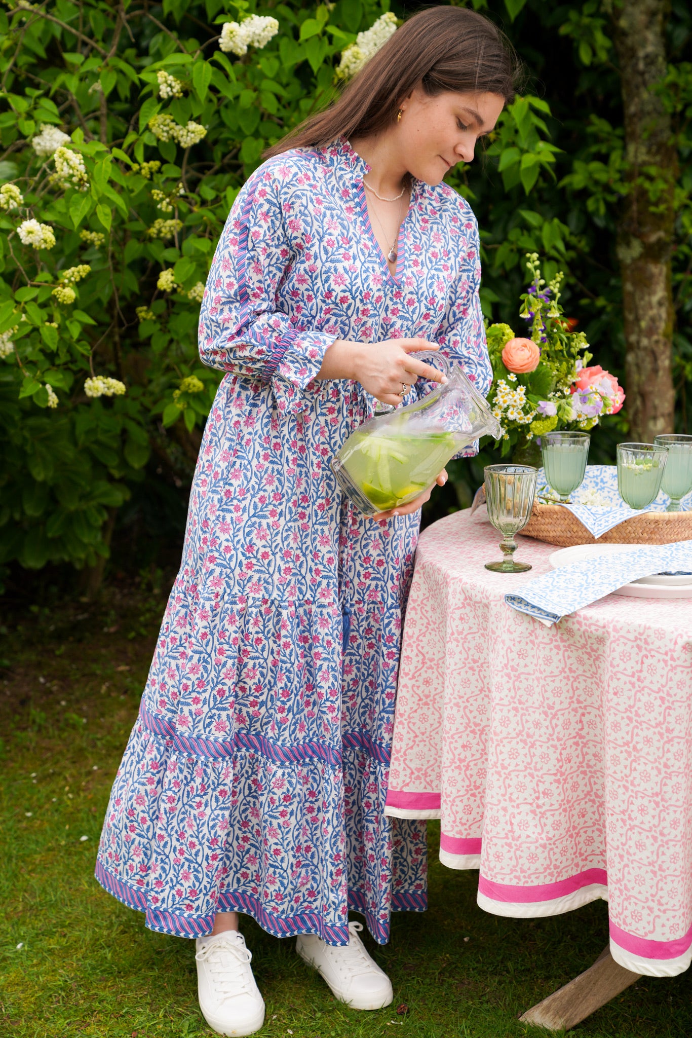 BLUE AND PINK CLIMBING FLOWER LOTTIE DRESS