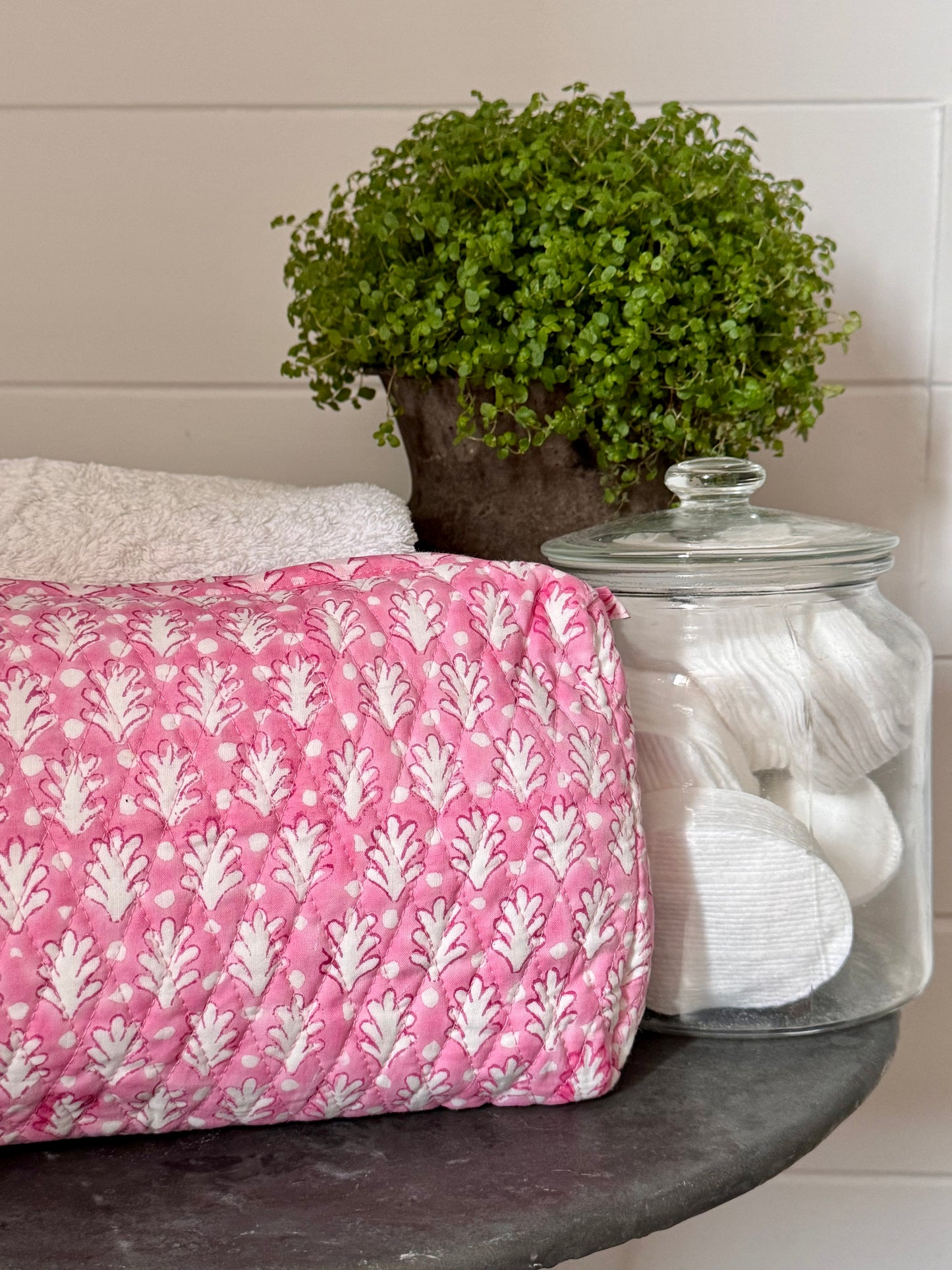 PINK ACORN MAKEUP BAG