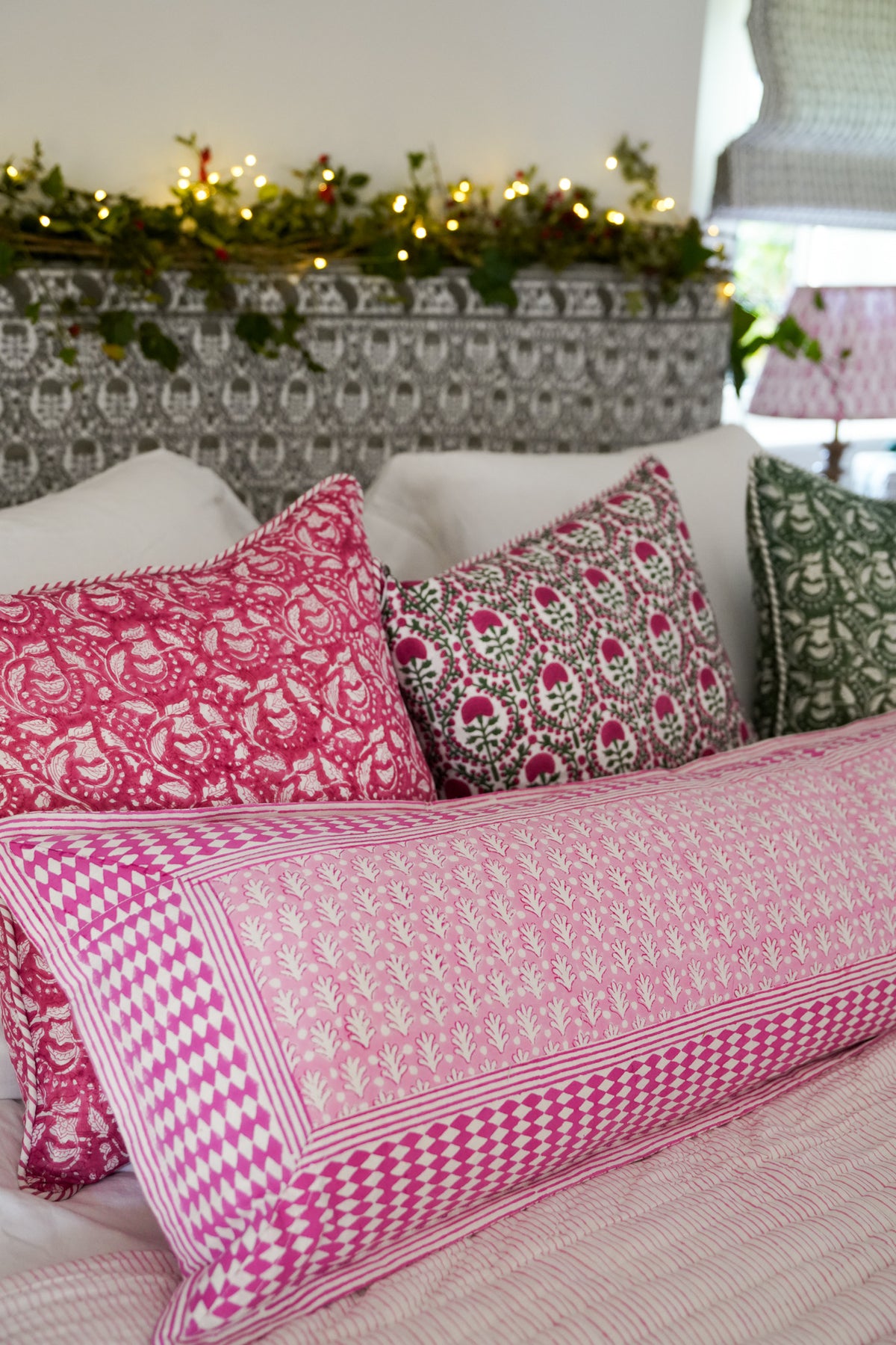 PINK ACORN BOLSTER CUSHION