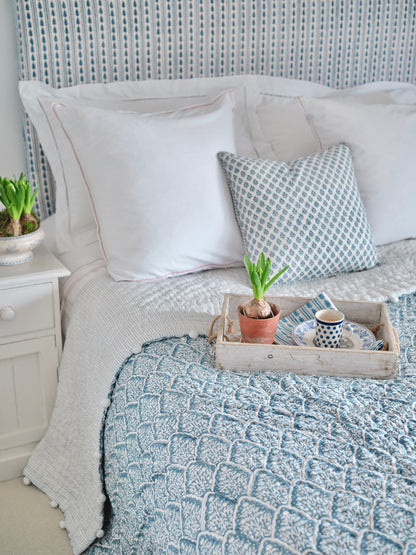 Blue Tile Bed Quilt