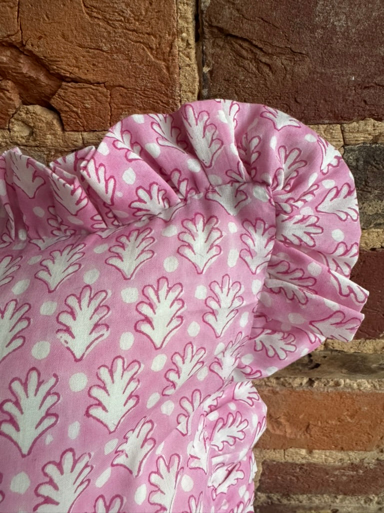 PINK ACORN FRILLY CUSHION