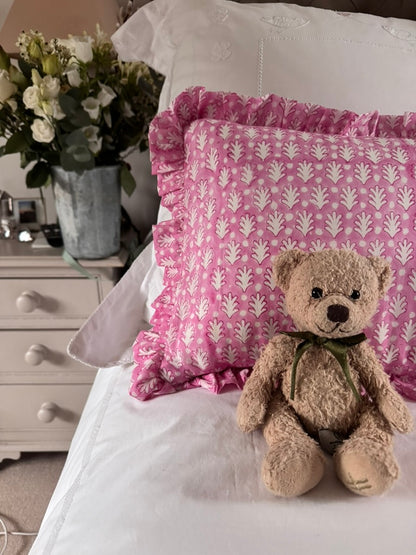 PINK ACORN FRILLY CUSHION