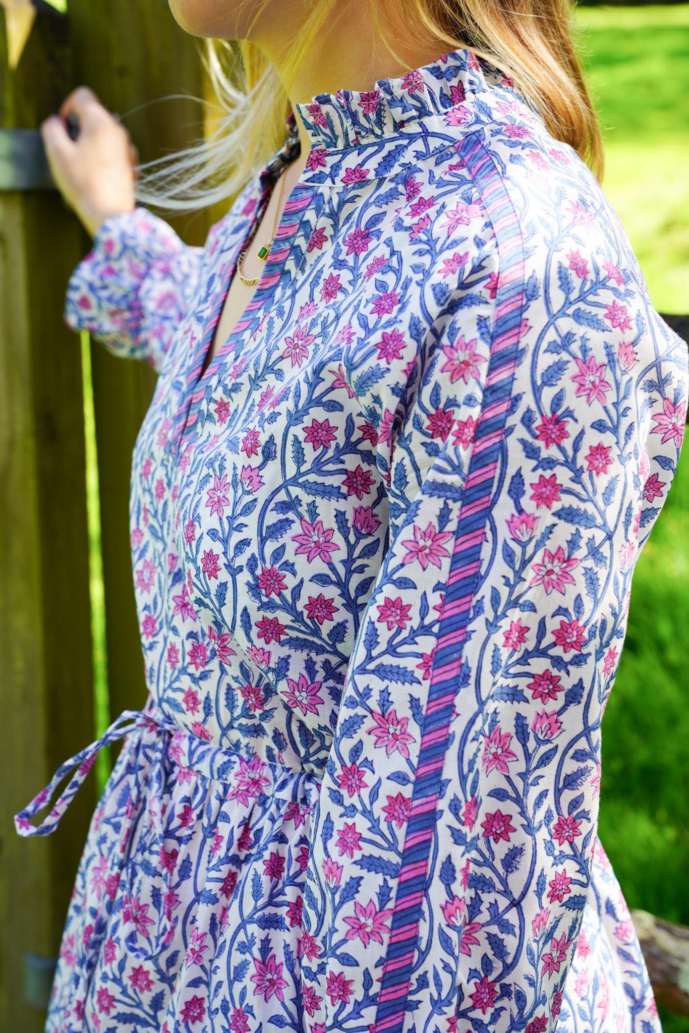 BLUE AND PINK CLIMBING FLOWER LOTTIE DRESS