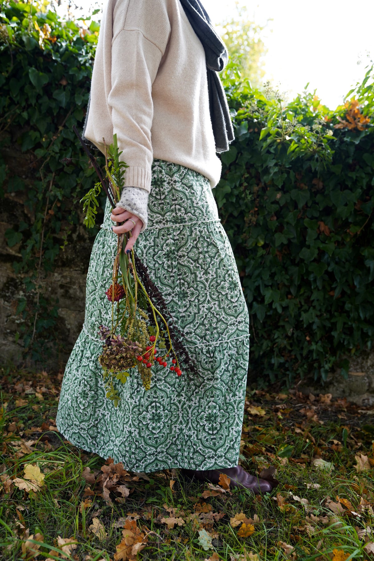 Green Geometric Skirt
