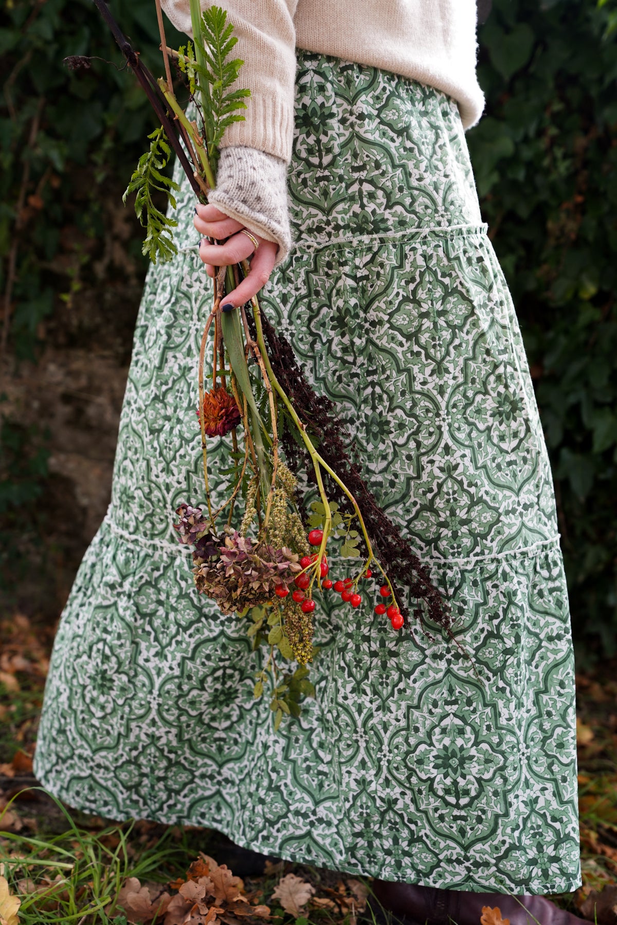 Green Geometric Skirt